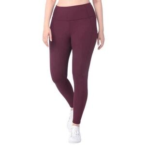 🆕 Lukka Lux Women's Burgundy Ribbef Leggings with Side Pocket Size Large